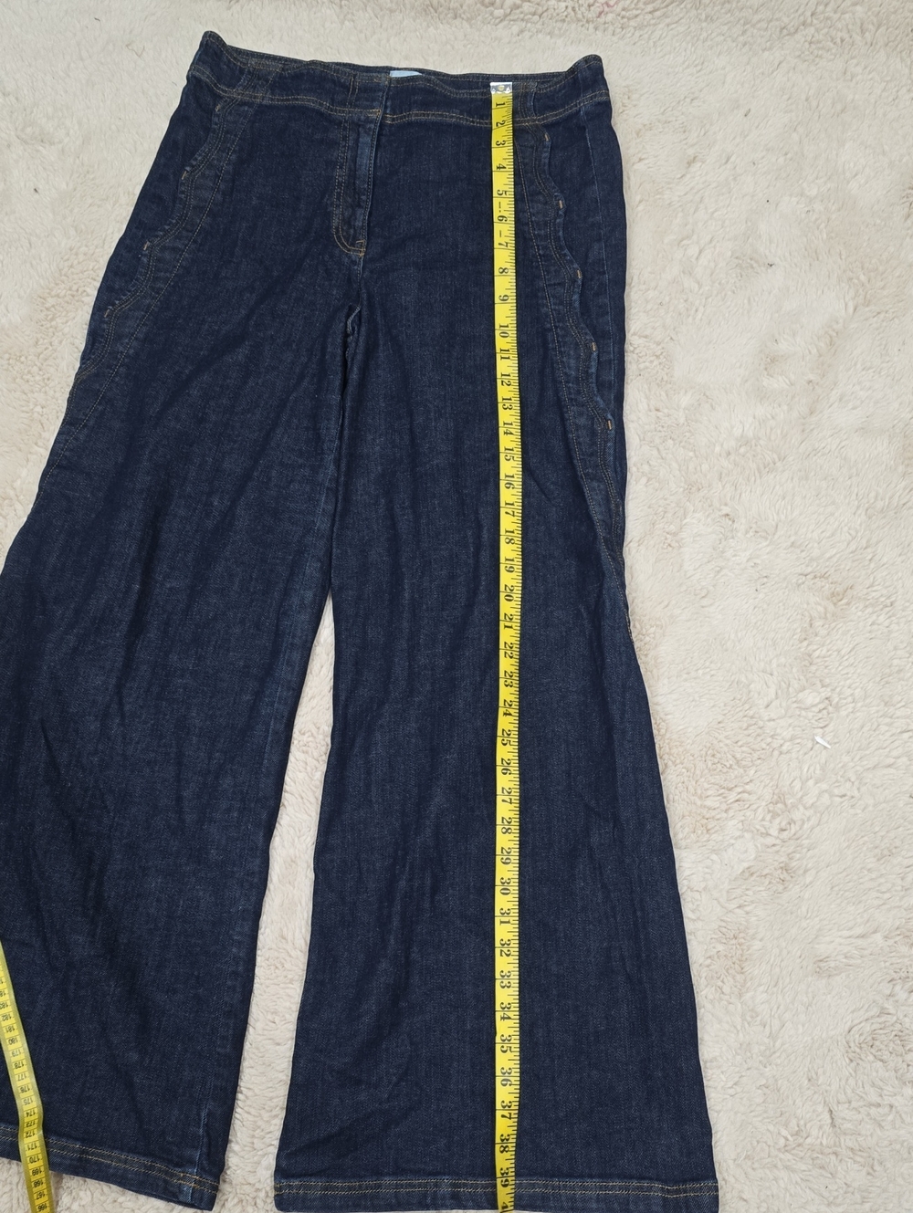 Wide Leg Dark Blue Women's Jeans - Picture 4 of 7